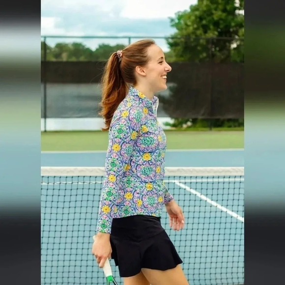 IBKUL Women's Nora Print Long Sleeve Mock Neck Top - Picture 4 of 8